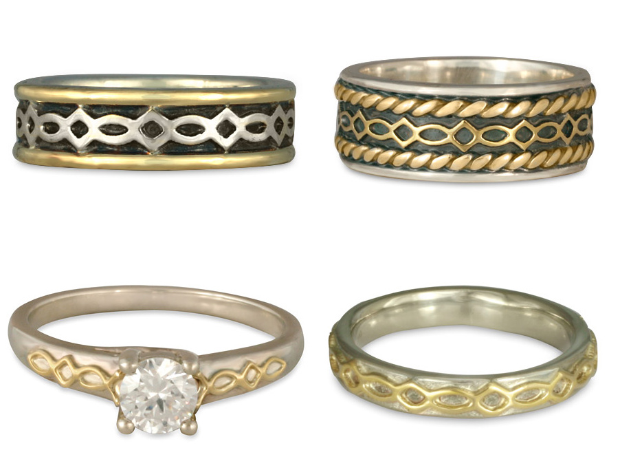 Our Felicity Two Tone Wedding Rings and Engagement Rings come in a range of styles and colors.
